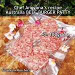 Australia beef mince 85CL Anggana's BURGER PATTY seasoned with Italian herbs ECONOMY THIN frozen price for 500g 5pcs